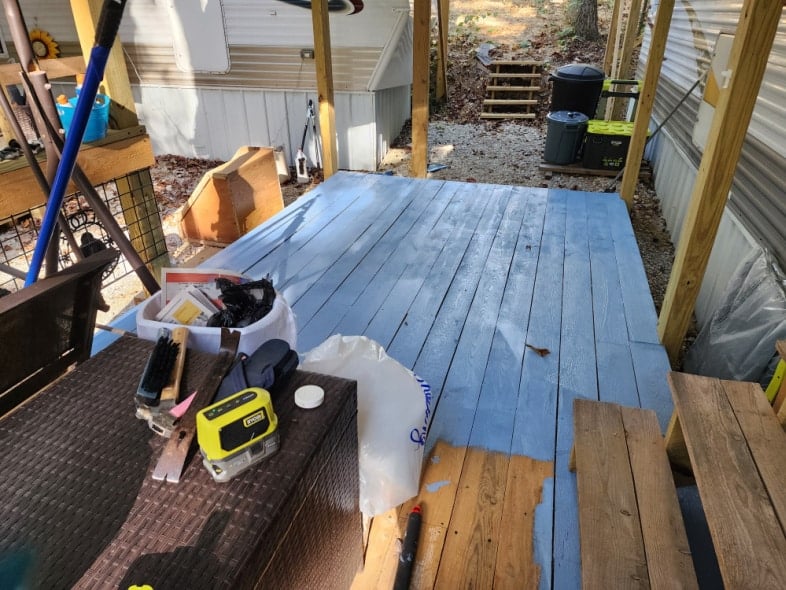 painting a small porch light blue