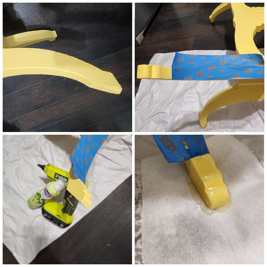 repairing a clawfoot on a three-tiered table
