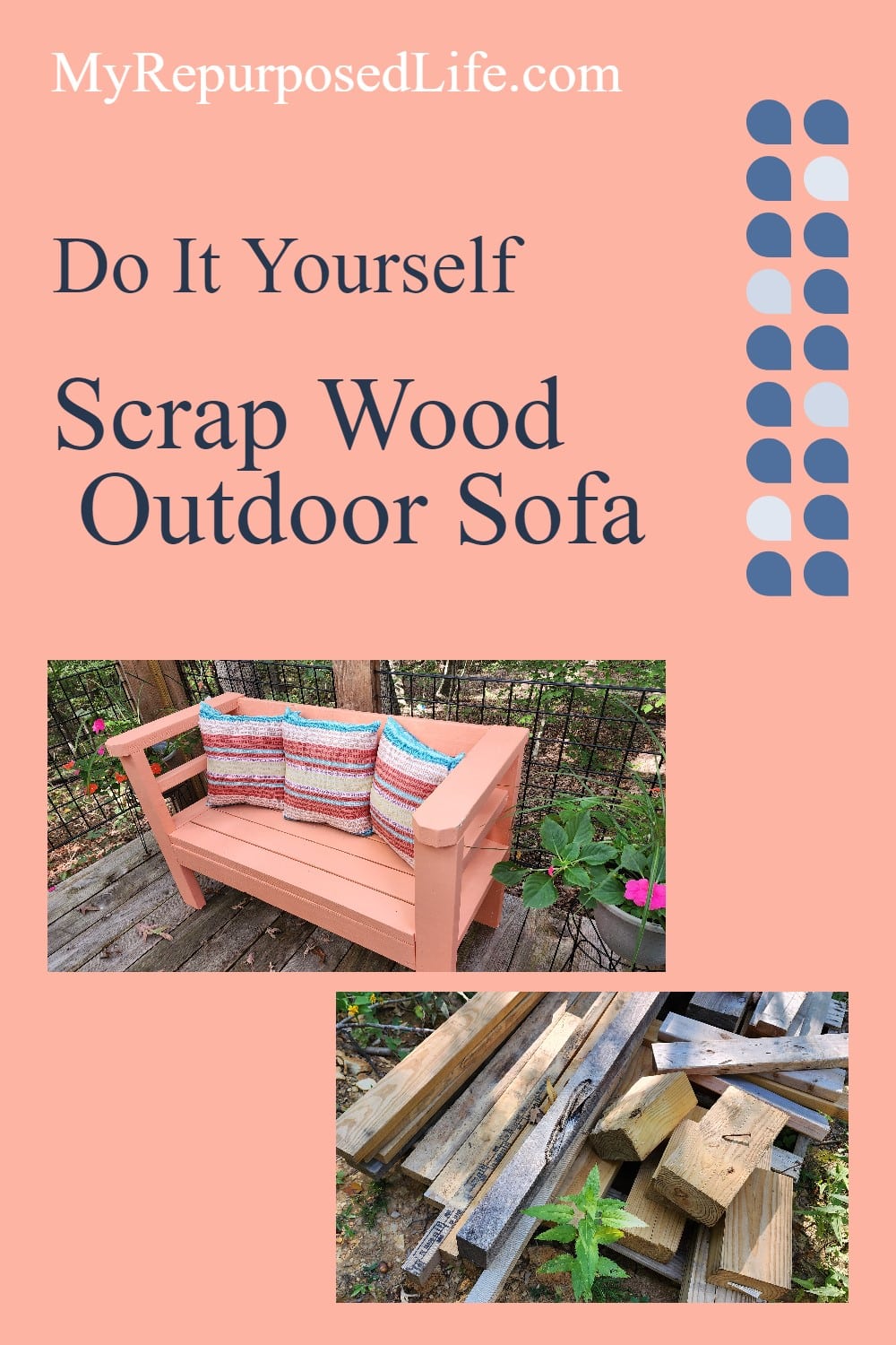 This outdoor sofa build was inspired by Ana White's plans. I customized my sofa for my needs. Follow my step by step directions. via @repurposedlife