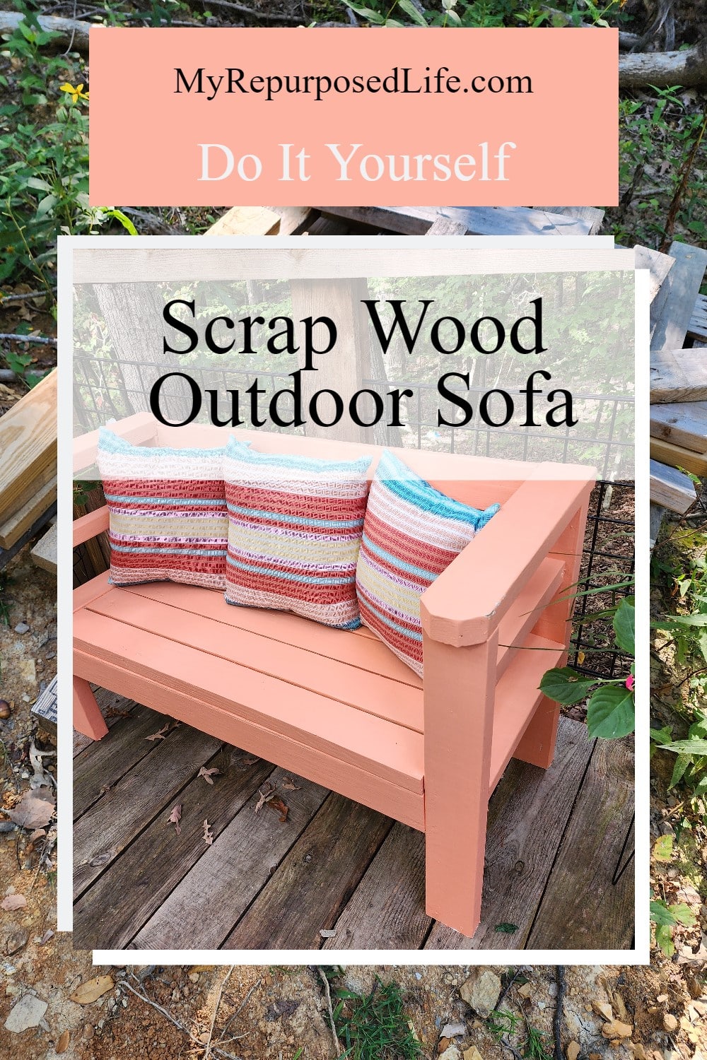This outdoor sofa build was inspired by Ana White's plans. I customized my sofa for my needs. Follow my step by step directions. via @repurposedlife