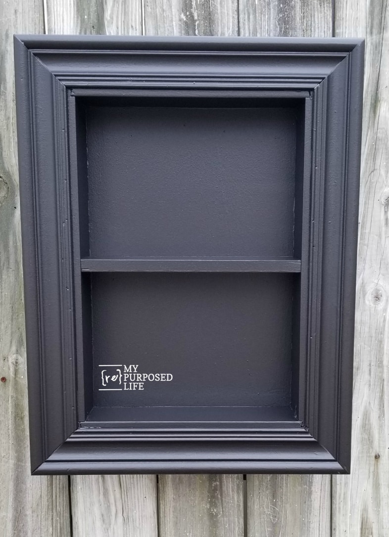 empty black shadow box