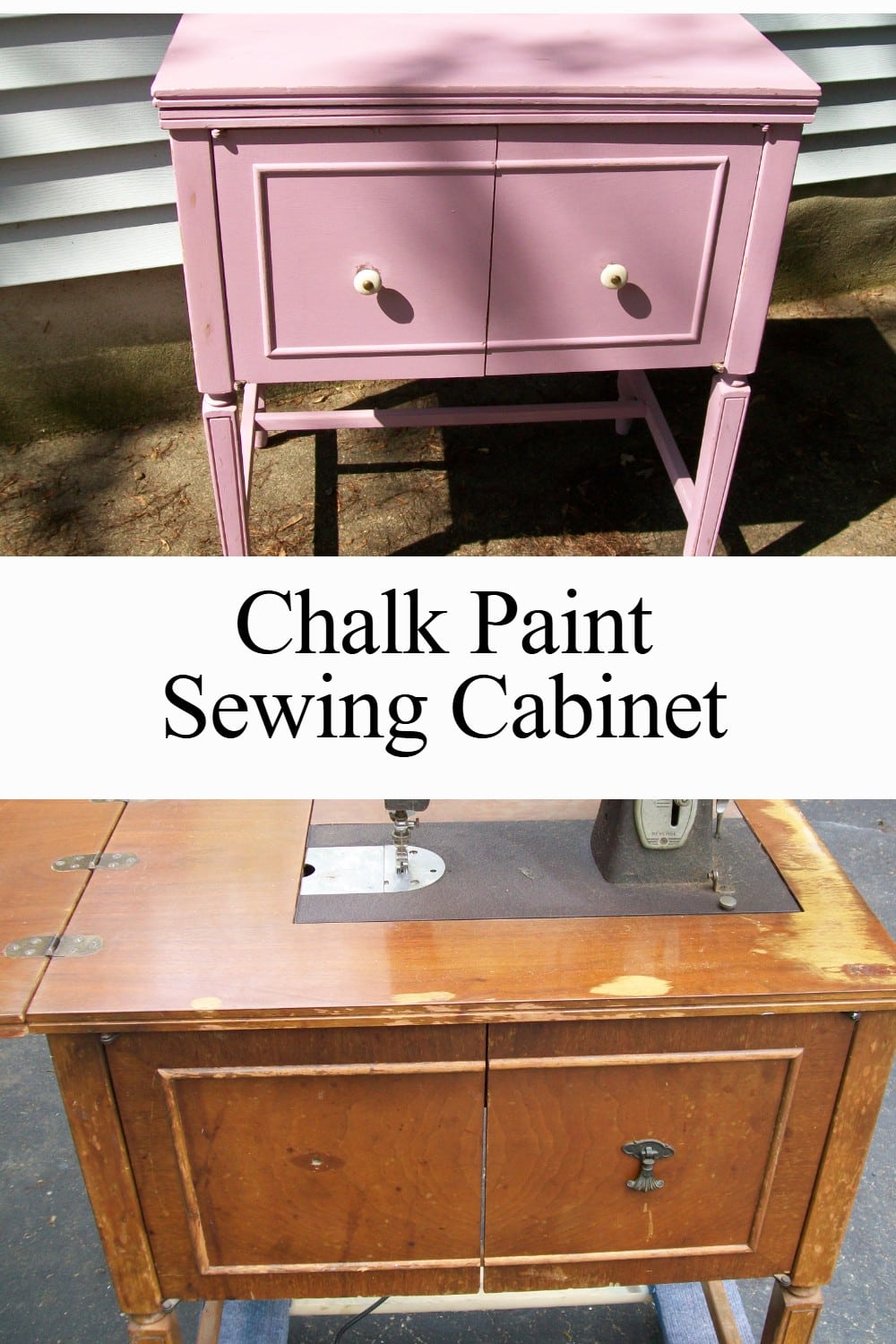 Chalk painted sewing cabinet makeover