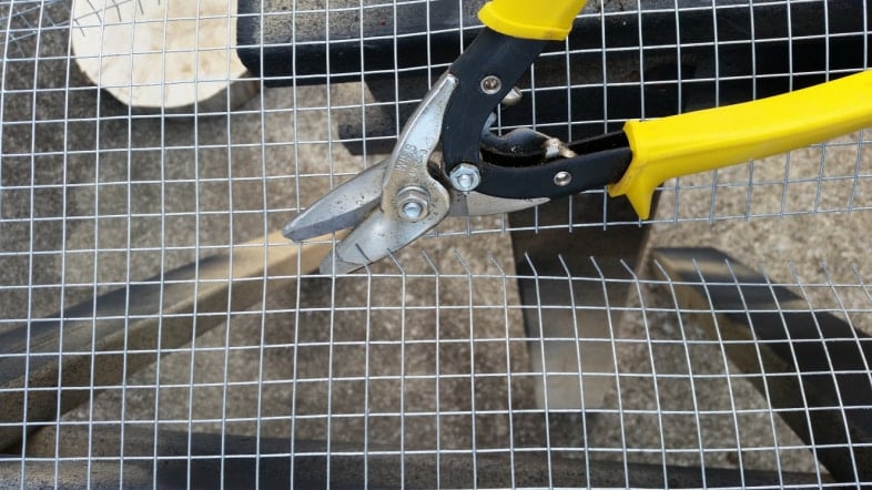 snips cutting hardware cloth