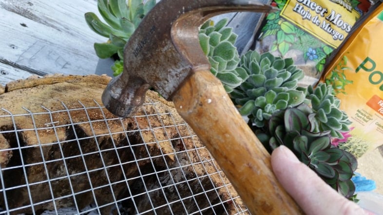 hammer the hardware cloth tips