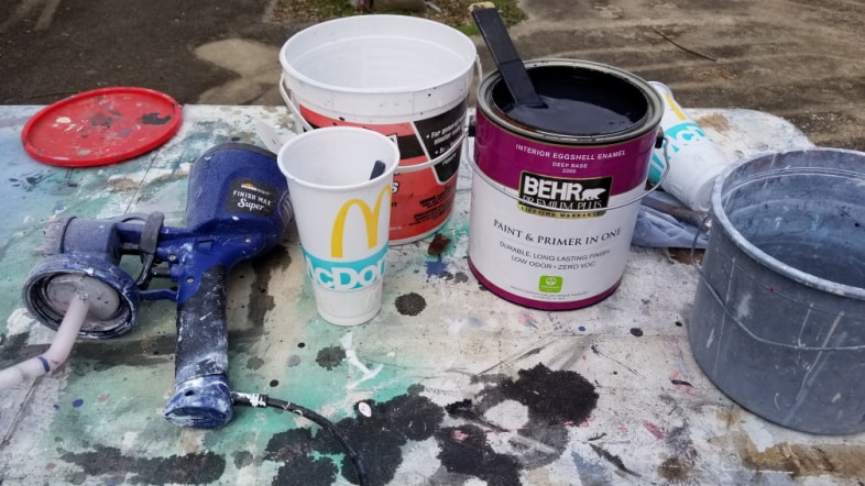 paint, plaster of paris make DIY chalk paint