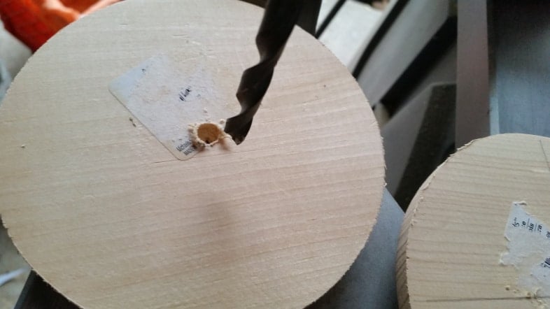 pre-drill countersink hole in christmas lantern base