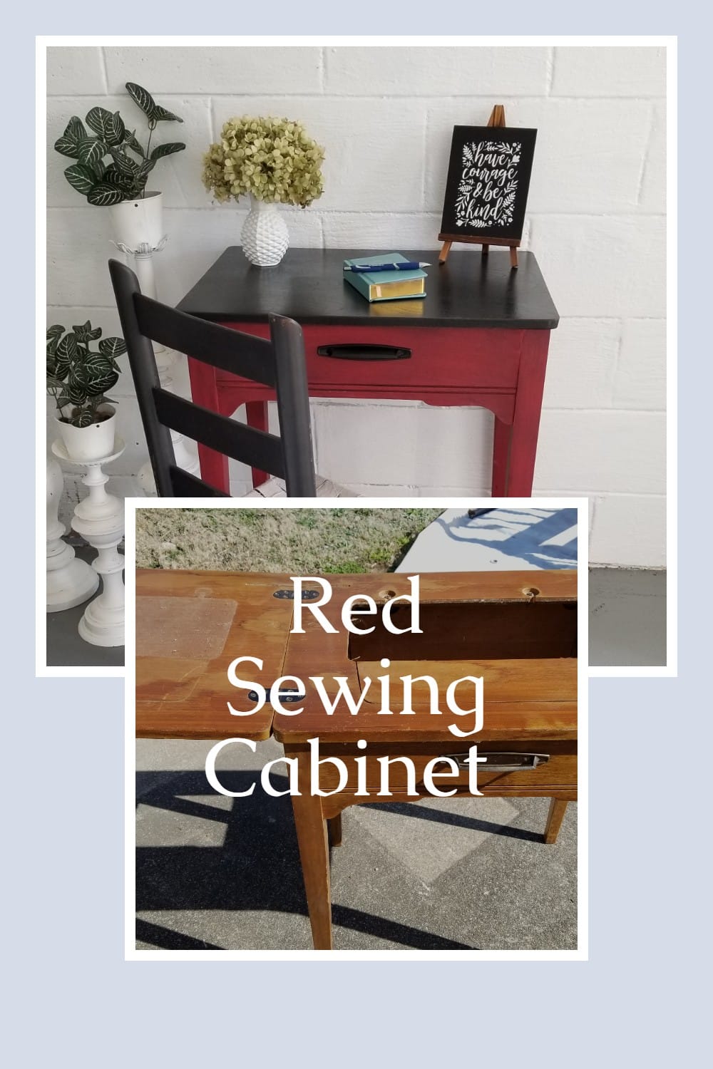 red sewing cabinet