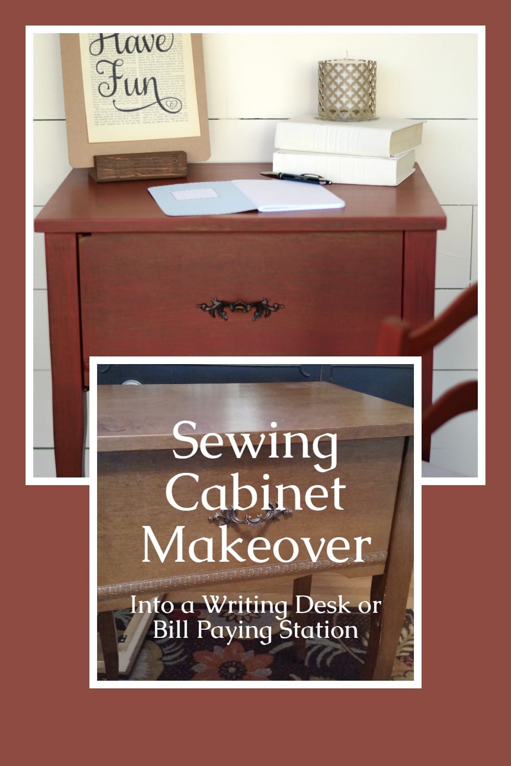 red writing desk