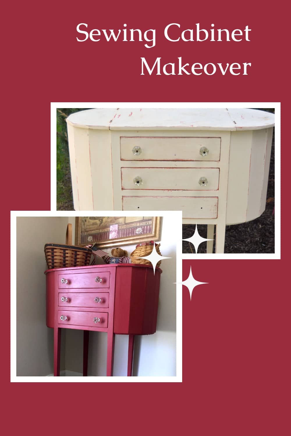 vintage sewing cabinet makeover