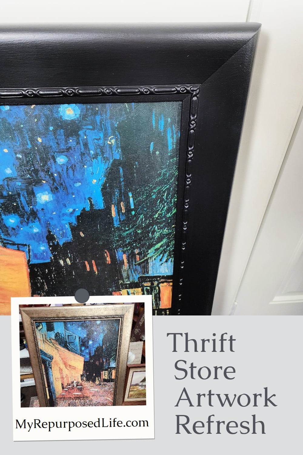 How to refresh thrift store artwork, a quick and easy project you can do this weekend. via @repurposedlife