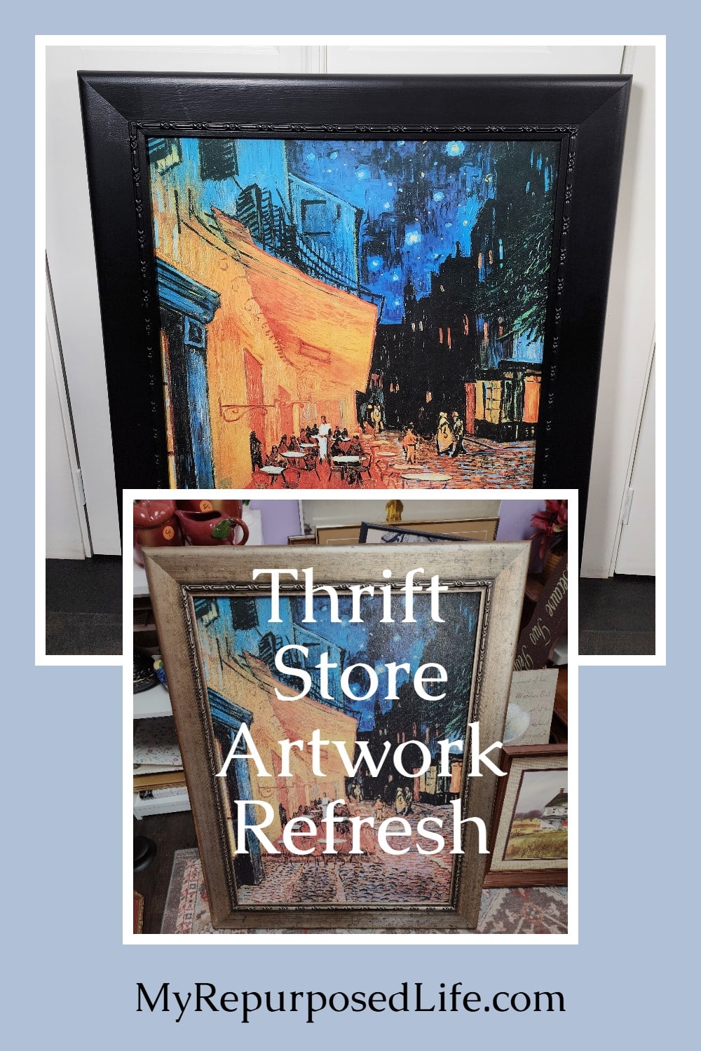 How to refresh thrift store artwork, a quick and easy project you can do this weekend. via @repurposedlife