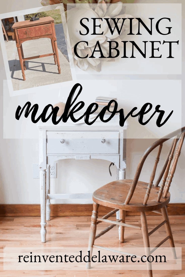 white upcycled sewing cabinet