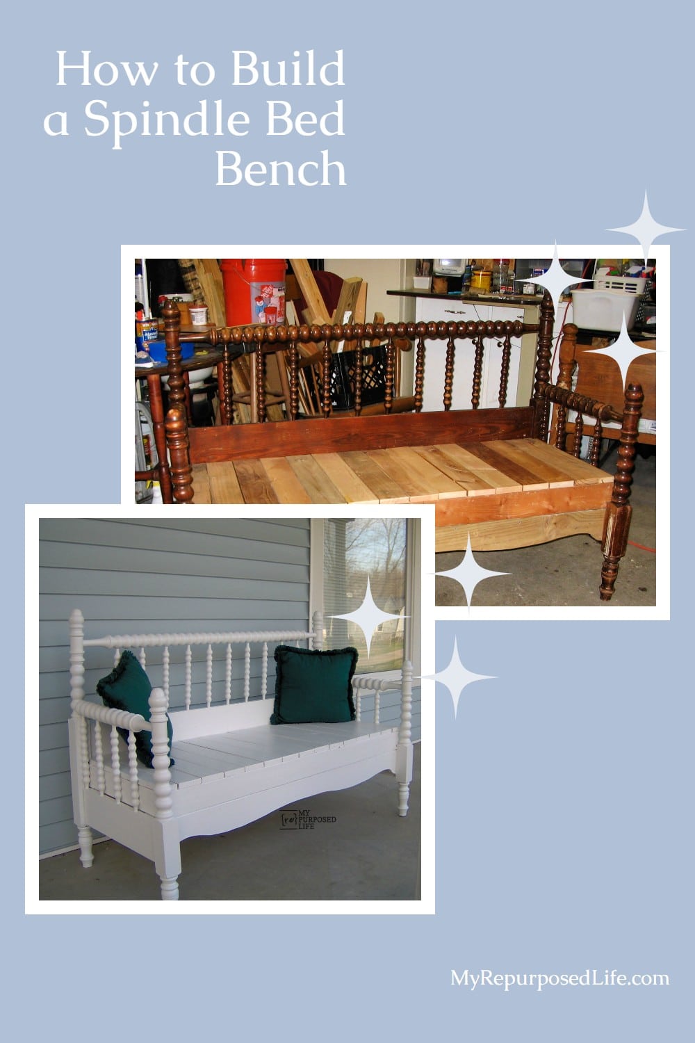 My Repurposed Life is an excellent resource! It’s packed with DIY tutorials, including detailed instructions on repurposing headboards into beautiful benches. via @repurposedlife