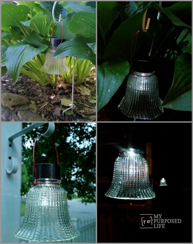 solar lights using ceiling fan globes MyRepurposedLife.com