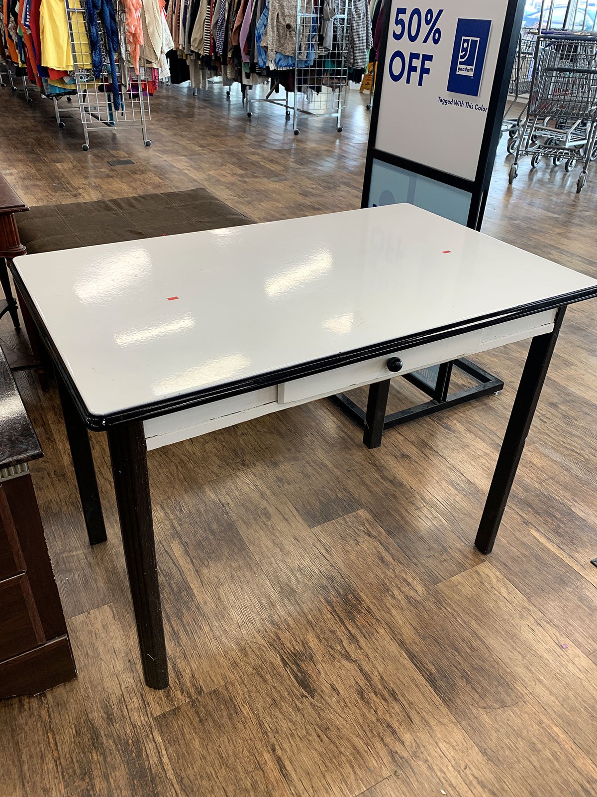 enamel top thrift store table