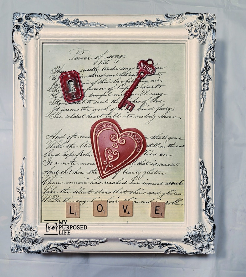 dry fit of picture frame valentine project