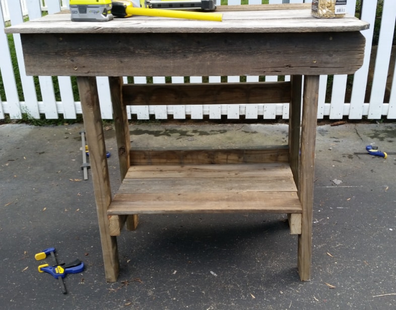 salvaged wood outdoor bar