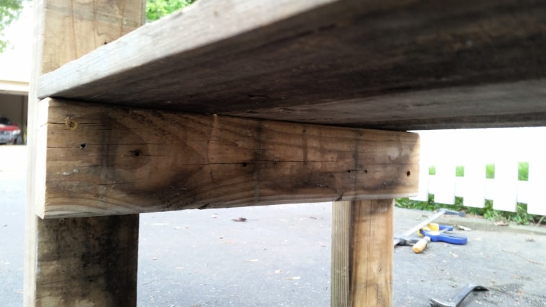 underside of outdoor bar construction