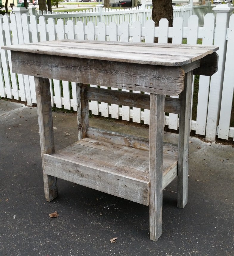 whitewashed salvaged wood outdoor bar
