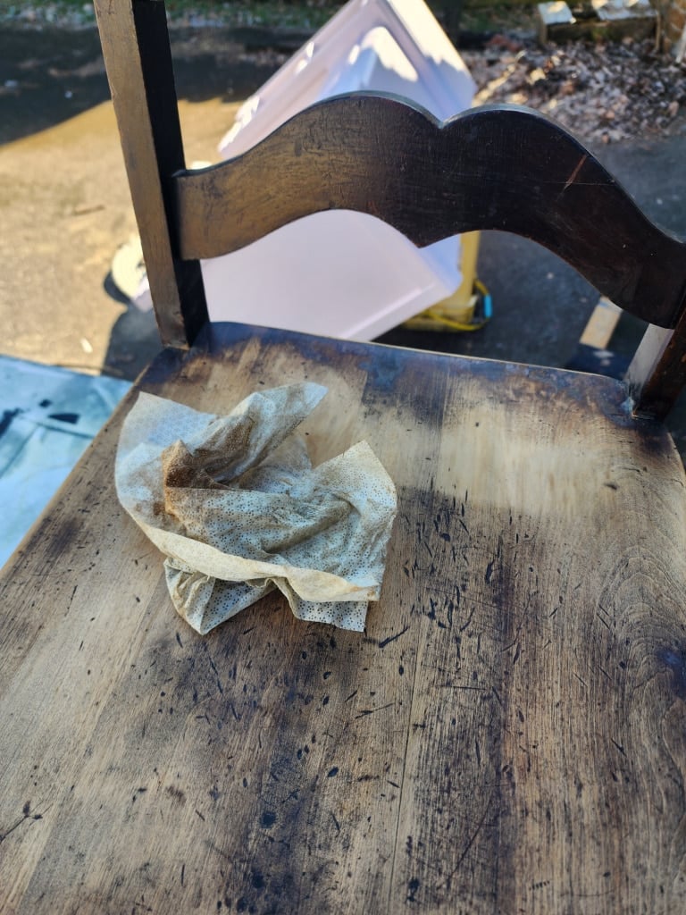 chair seat with a dirty wipe