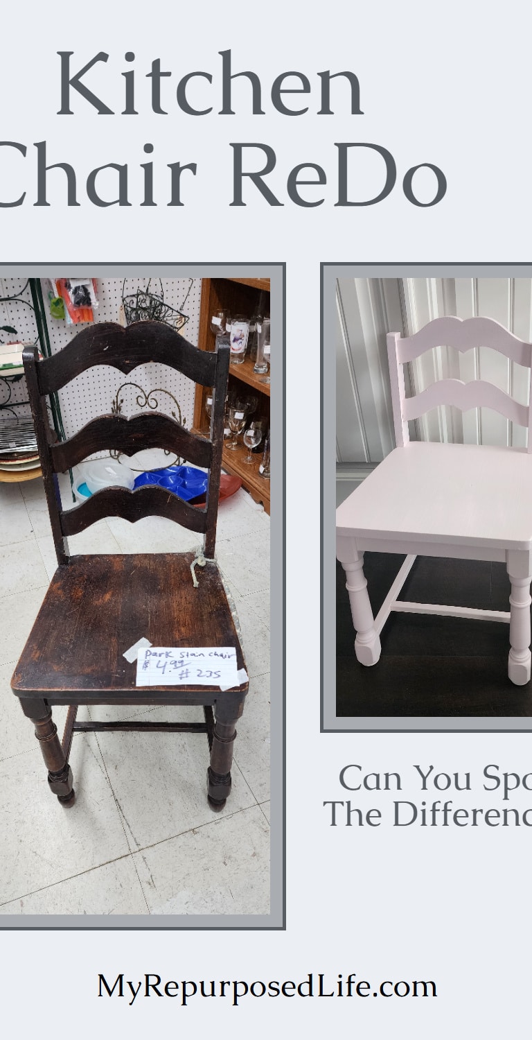 Turn a too-tall kitchen chair into the perfect custom seat with this easy DIY makeover! Learn how to cut it down to size, fix wobbly joints, and give it a fresh coat of paint. A budget-friendly furniture flip anyone can do! #FurnitureMakeover #Upcycling #DIYChairMakeover #RepurposedFurniture #MyRepurposedLife via @repurposedlife