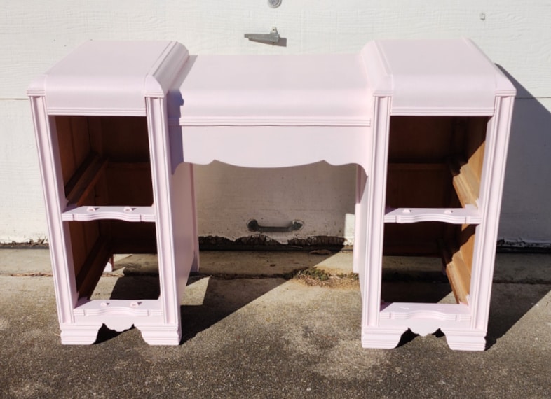 pink vanity desk without drawers