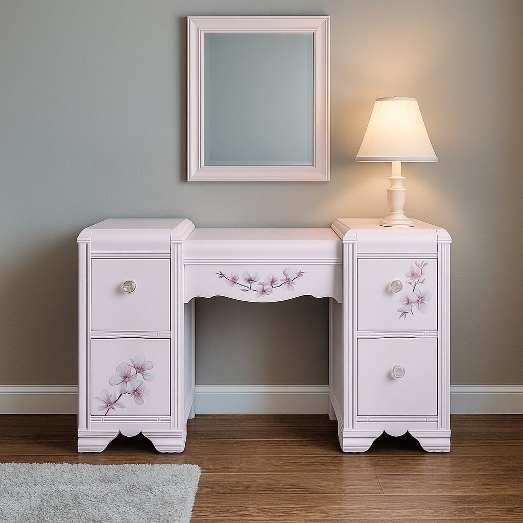 pretty pink vintage desk or vanity