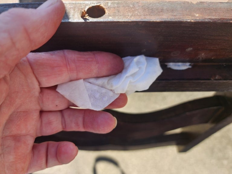 baby wipe removing wood glue