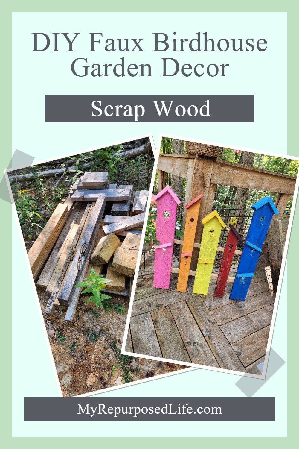 DIY Faux Birdhouse Garden Decor