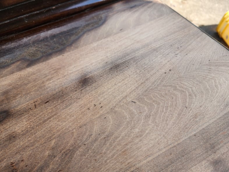 damaged dresser top sanded smooth
