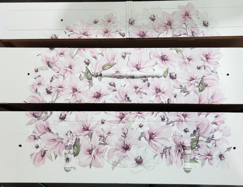 three antique dresser drawers with magnolia flowers furniture transfer