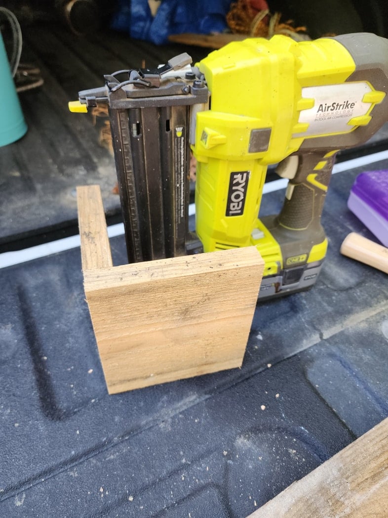 two roof pieces attached using a nail gun