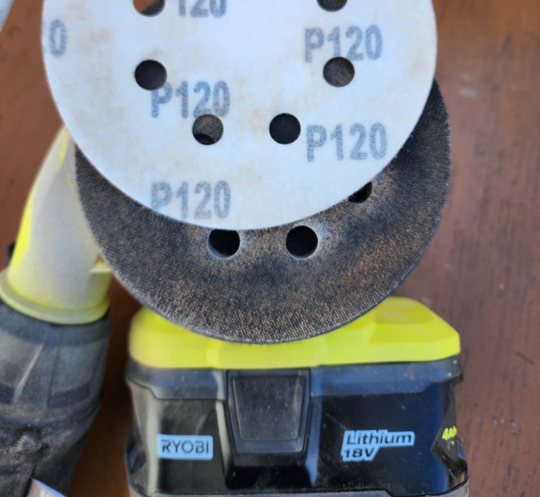 sander and 120 grit sandpaper