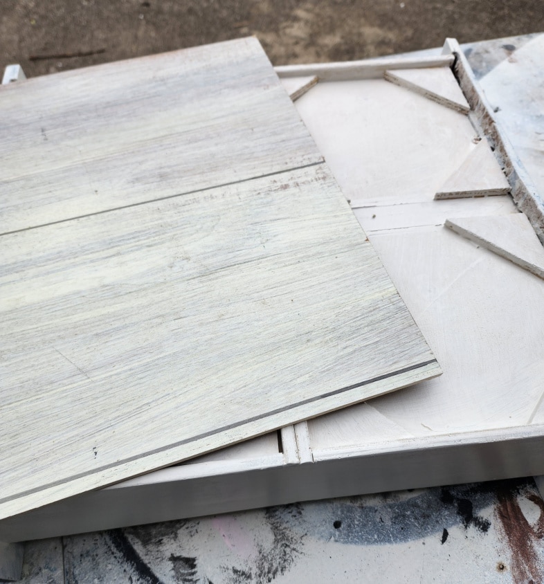 adding a back to repurposed drawer shelf project