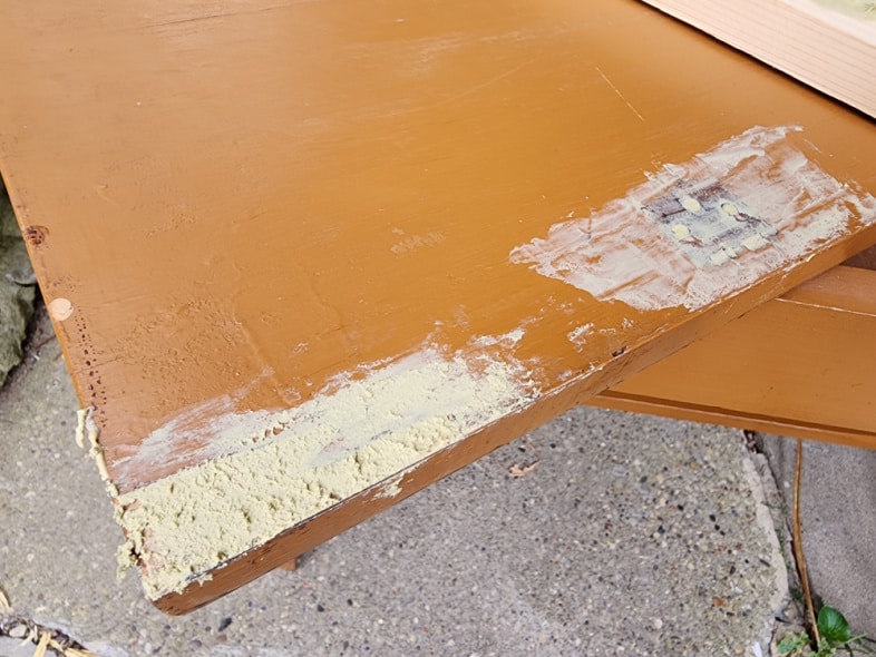 bondo repairs on piano bench lid