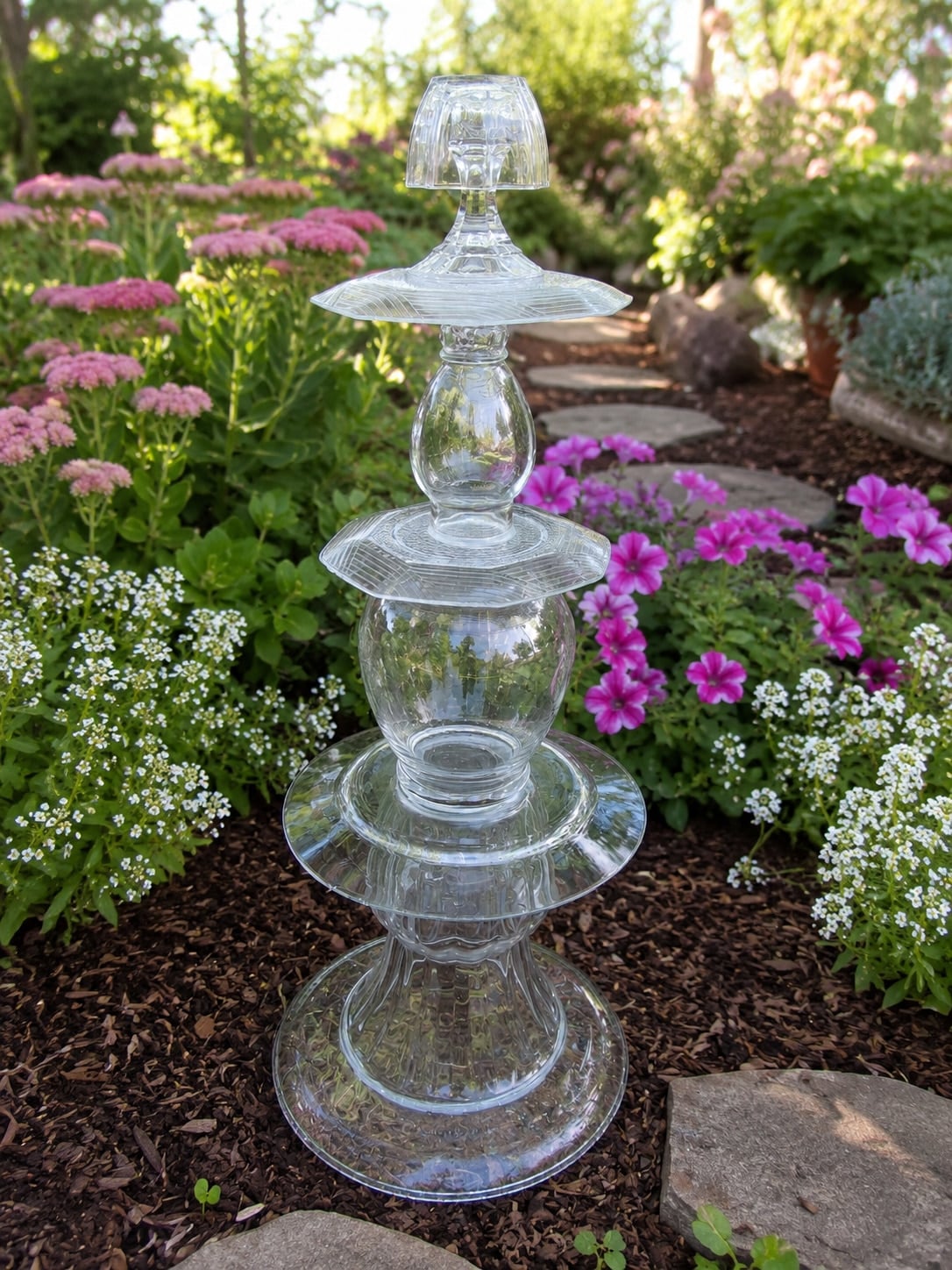 clear glass garden totem 