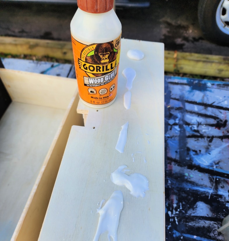 gorilla wood glue spread on dresser drawer