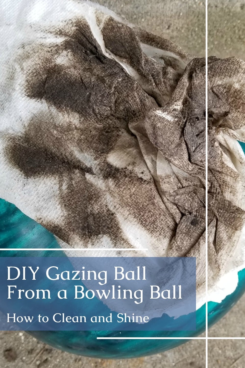 How to make a diy gazing ball using an old bowling ball. Maybe you have one in the closet? Bring it out, shine it up and put it in your garden! #MyRepurposedLife #repurposed #upcycle #bowlingball #garden #diy #gazingball via @repurposedlife