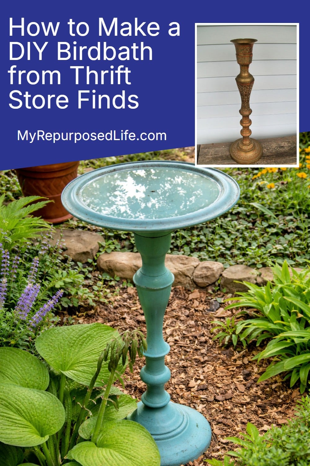 how to make a diy candlestick birdbath