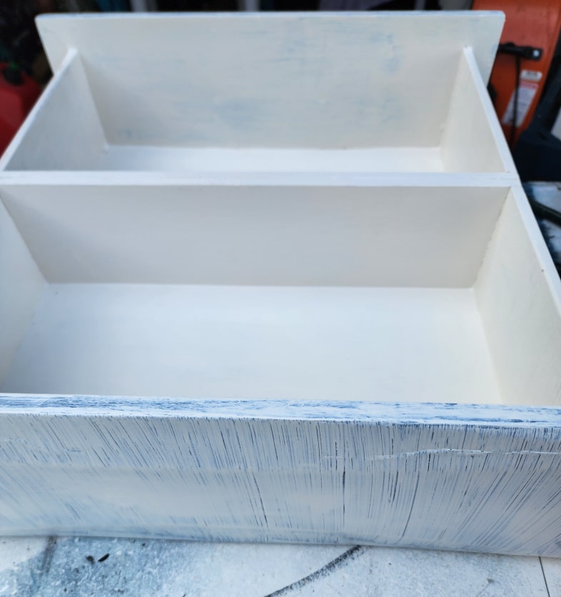 painting upcycled drawer shelf