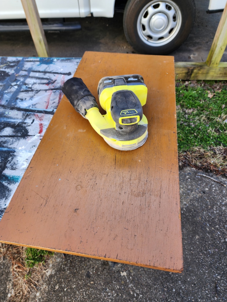 sanding piano bench lid