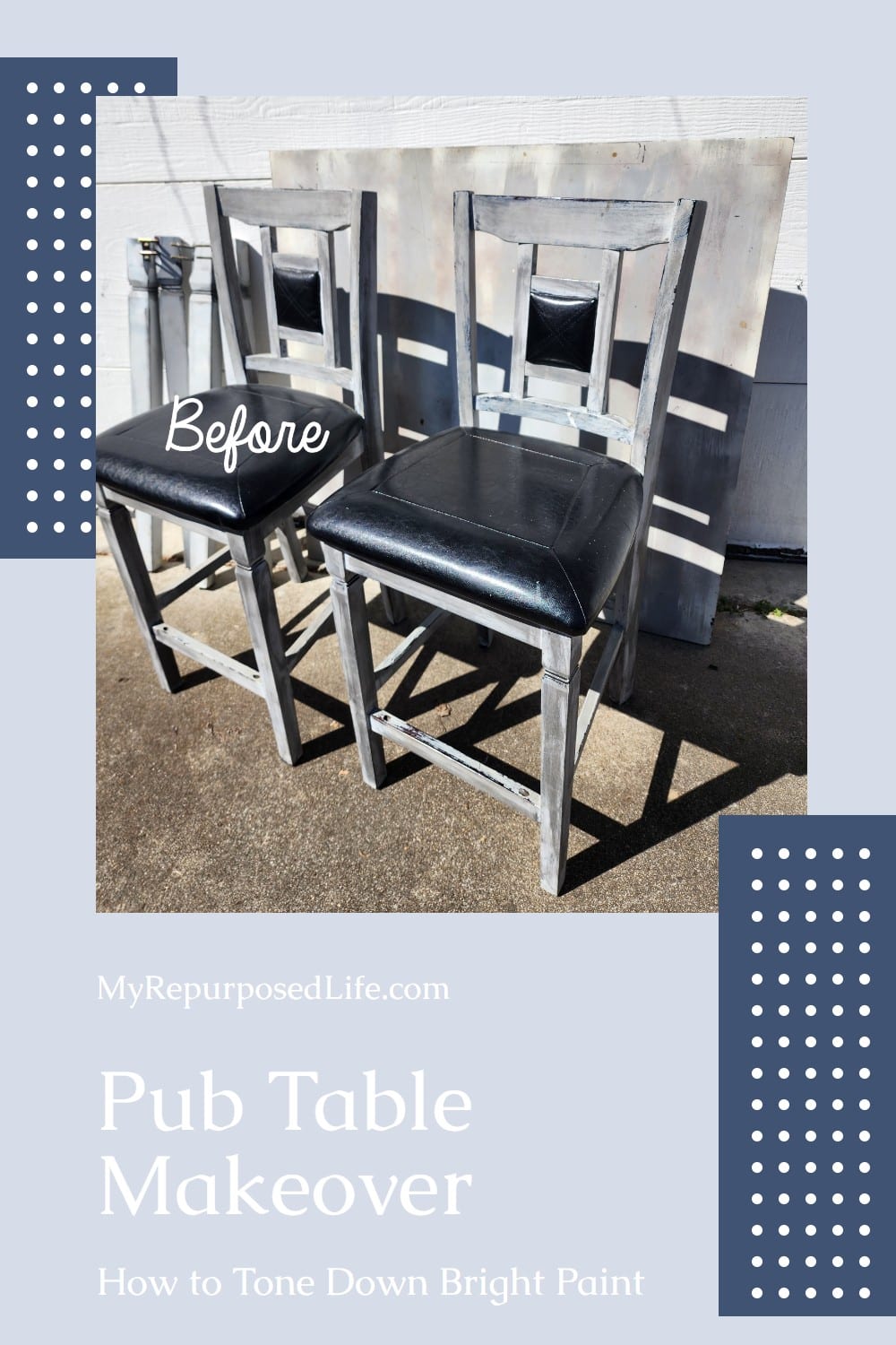 Transform a worn pub table and bar stools with simple repairs and a fresh coat of paint. See the full DIY furniture flip with before-and-after photos and step-by-step tips. via @repurposedlife