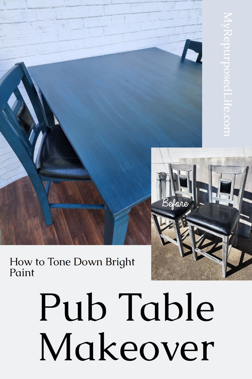 Transform a worn pub table and bar stools with simple repairs and a fresh coat of paint. See the full DIY furniture flip with before-and-after photos and step-by-step tips. via @repurposedlife