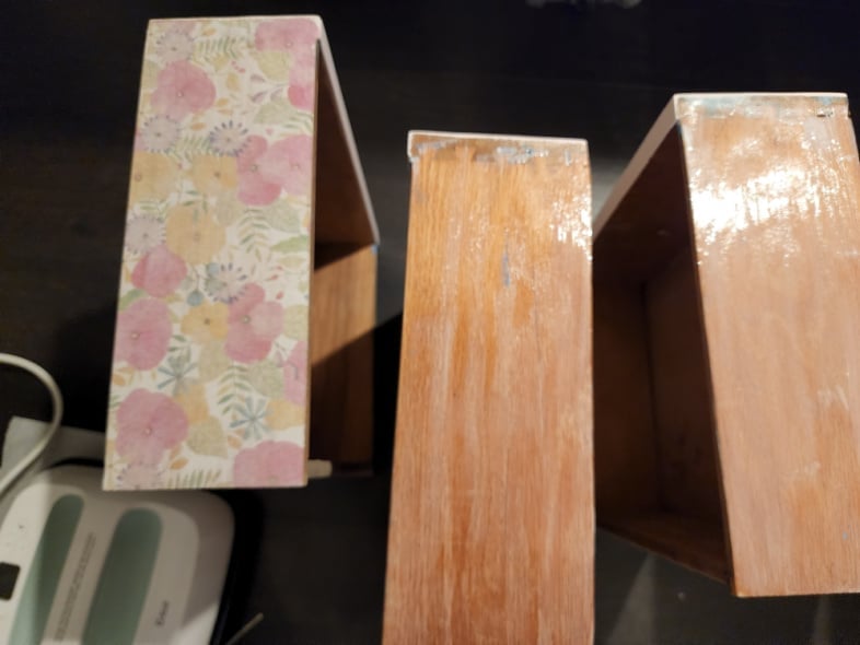 apply mod podge to drawer sides