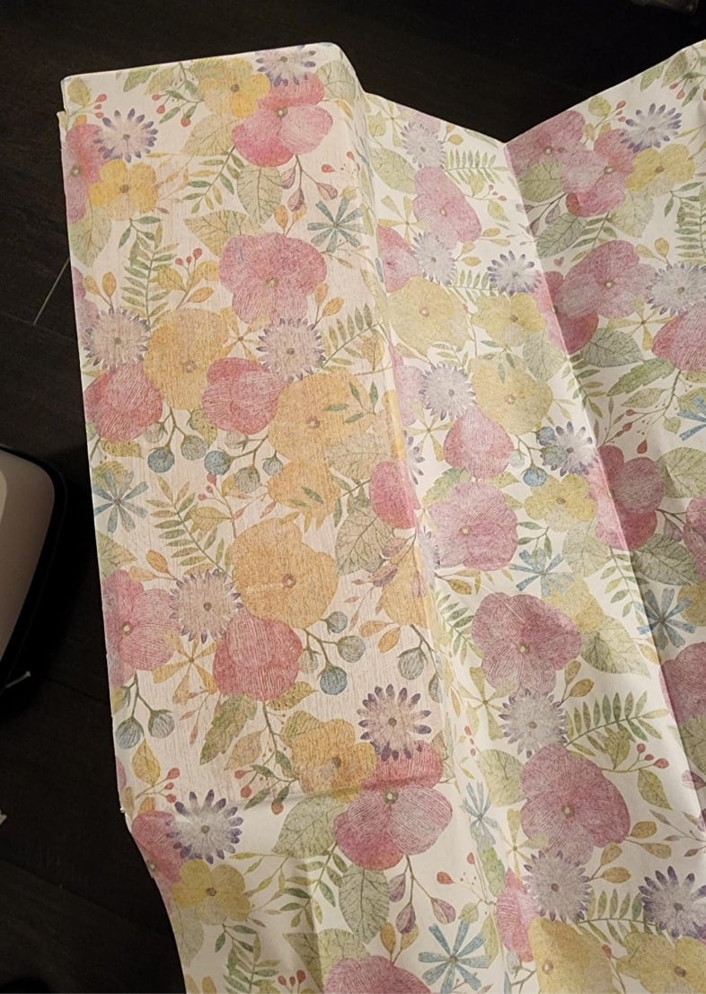 iron tissue paper onto drawer side