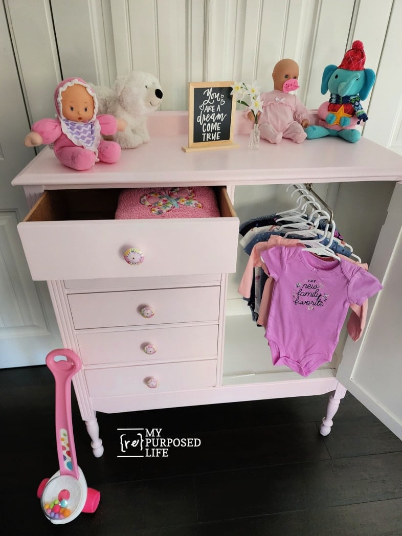 pink antique dresser for a little girl