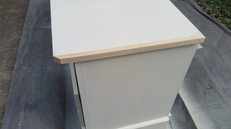 a small piece of trim was added to the end of the desktop