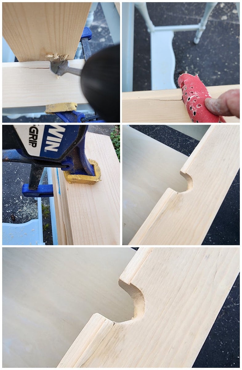 drilling-sanding-repairing finger notch for cutting board inset