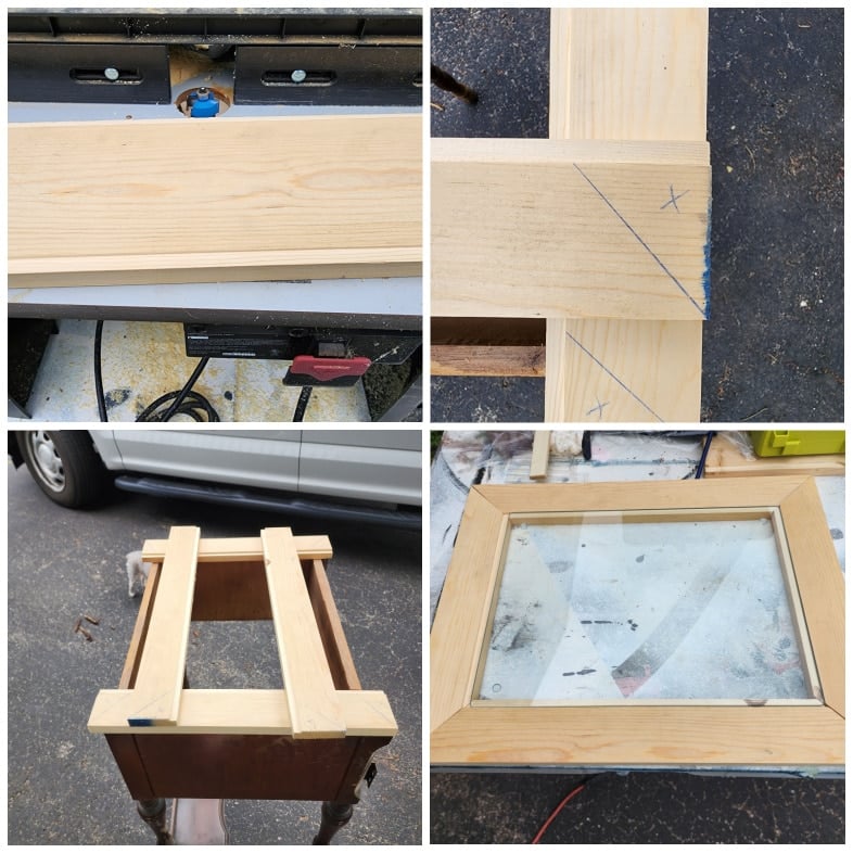 making a frame to hold a cutting board for prep station