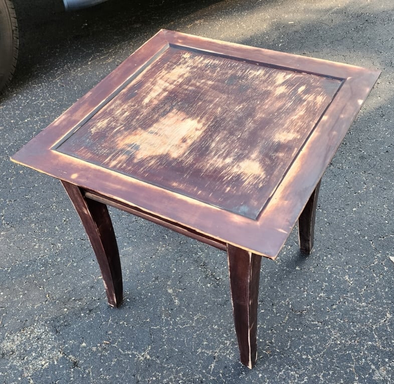 side table prepped for painting